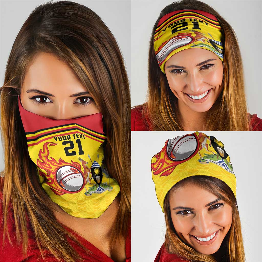 Uganda Cricket Custom Neck Gaiter Cranes Cricket Ball Fire - Wonder Print Shop