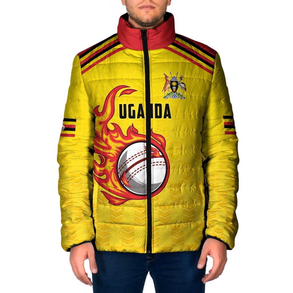 Uganda Cricket Custom Padded Jacket Cranes Cricket Ball Fire - Wonder Print Shop