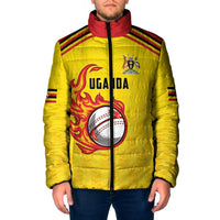 Uganda Cricket Custom Padded Jacket Cranes Cricket Ball Fire - Wonder Print Shop