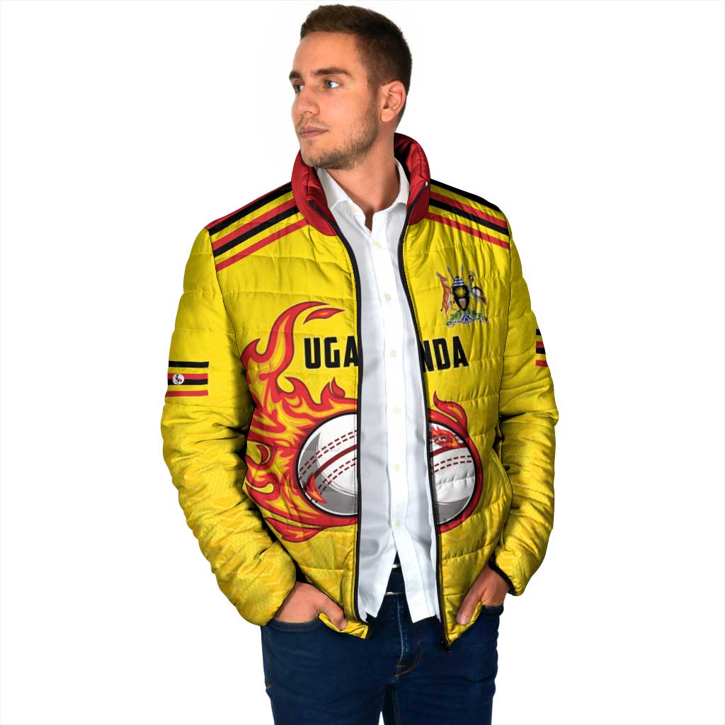 Uganda Cricket Custom Padded Jacket Cranes Cricket Ball Fire - Wonder Print Shop