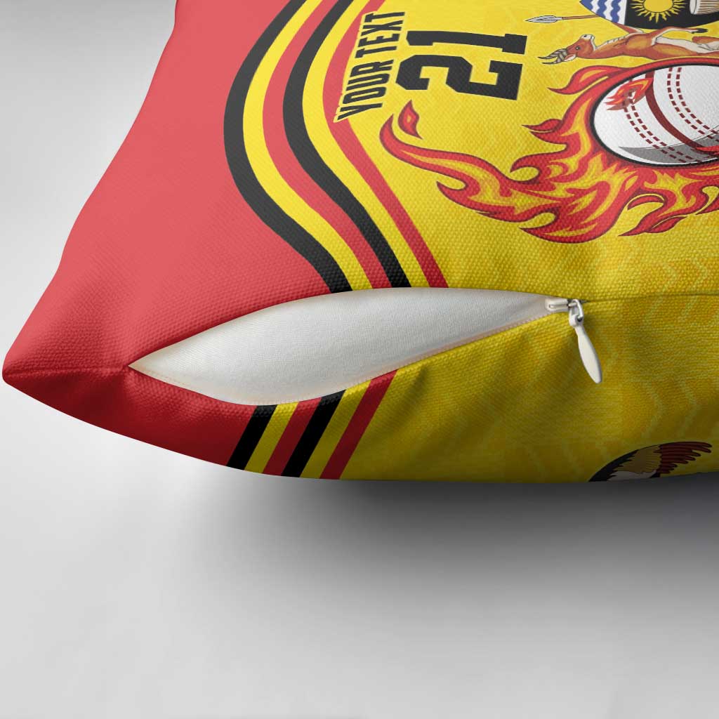 Uganda Cricket Custom Pillow Cover Cranes Cricket Ball Fire - Wonder Print Shop