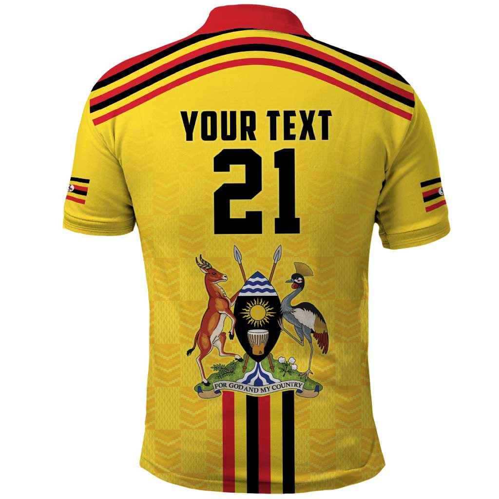 Uganda Cricket Custom Polo Shirt Cranes Cricket Ball Fire - Wonder Print Shop