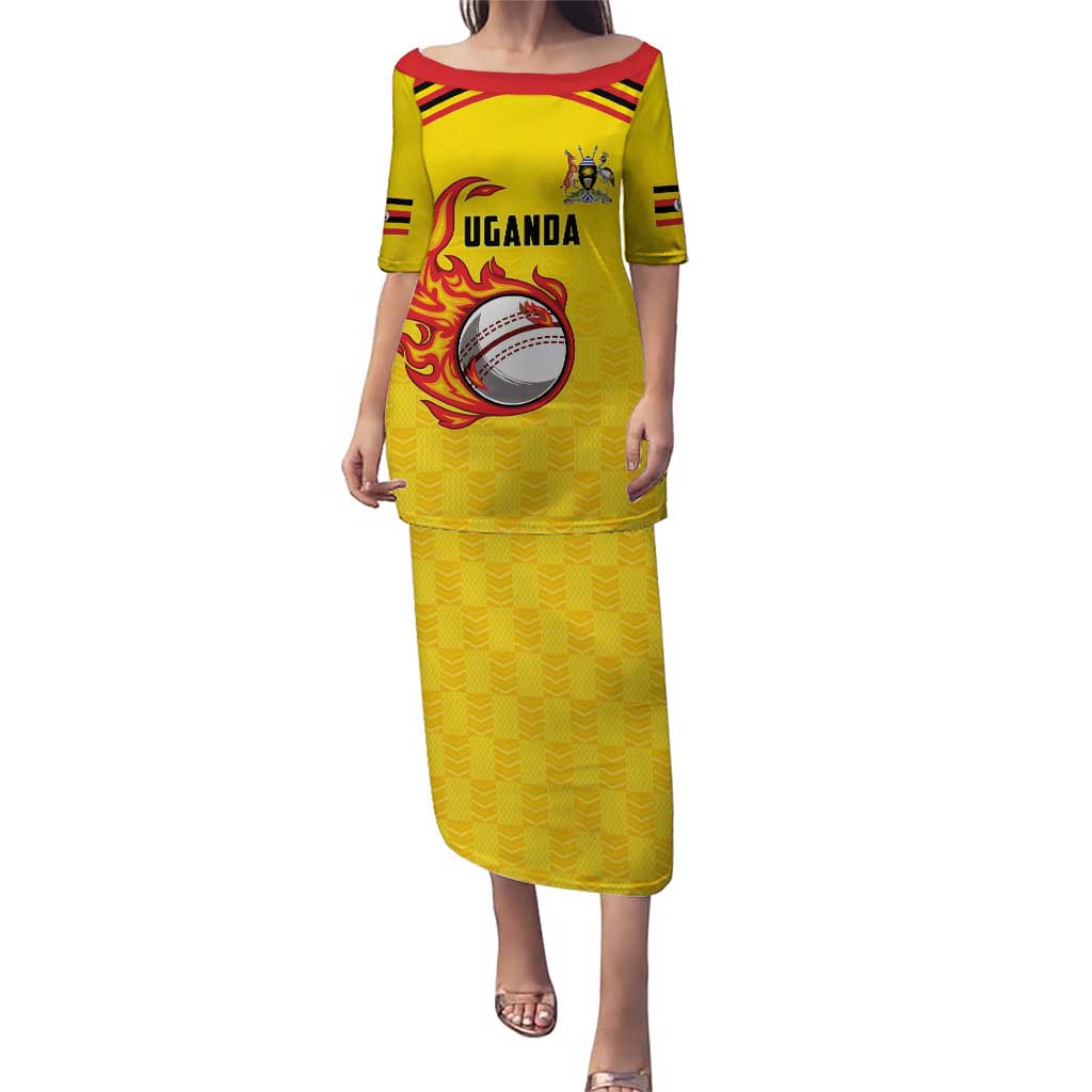 Uganda Cricket Custom Puletasi Cranes Cricket Ball Fire - Wonder Print Shop