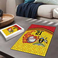 Uganda Cricket Custom Puzzle Cranes Cricket Ball Fire - Wonder Print Shop