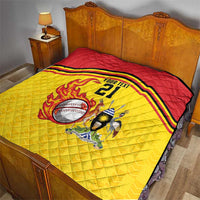 Uganda Cricket Custom Quilt Cranes Cricket Ball Fire - Wonder Print Shop