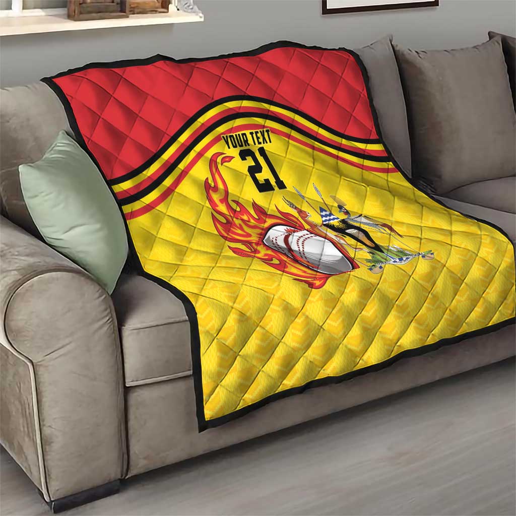 Uganda Cricket Custom Quilt Cranes Cricket Ball Fire - Wonder Print Shop