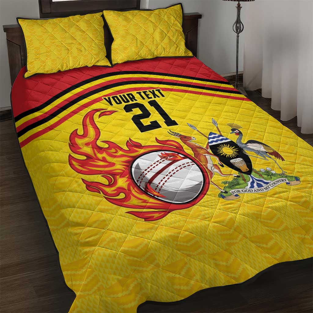 Uganda Cricket Custom Quilt Bed Set Cranes Cricket Ball Fire - Wonder Print Shop