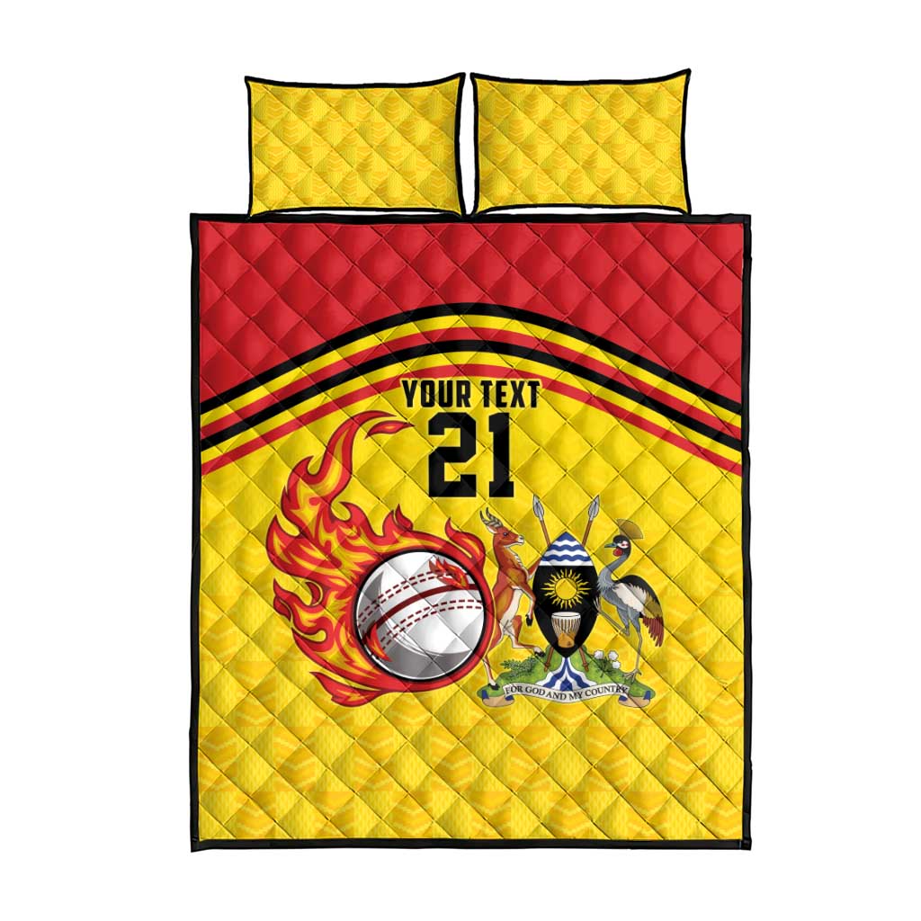 Uganda Cricket Custom Quilt Bed Set Cranes Cricket Ball Fire - Wonder Print Shop