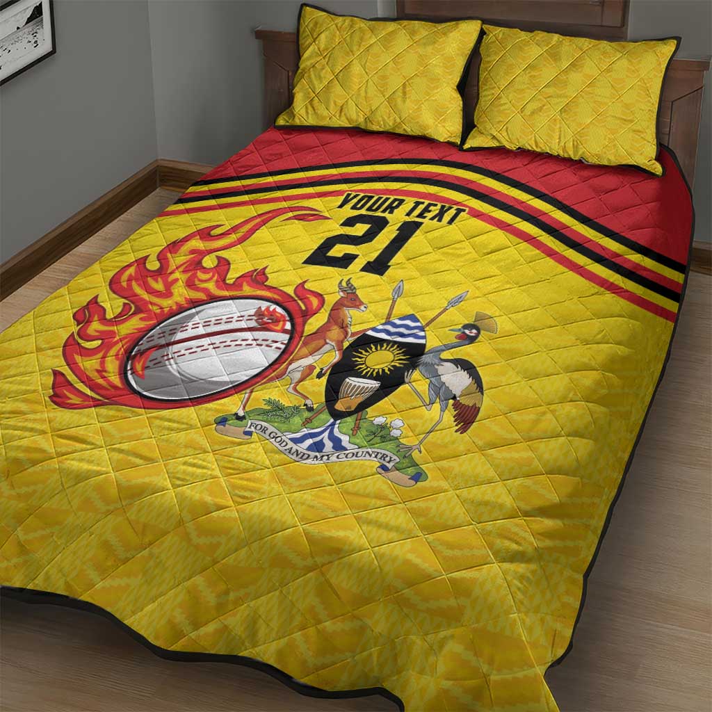 Uganda Cricket Custom Quilt Bed Set Cranes Cricket Ball Fire - Wonder Print Shop