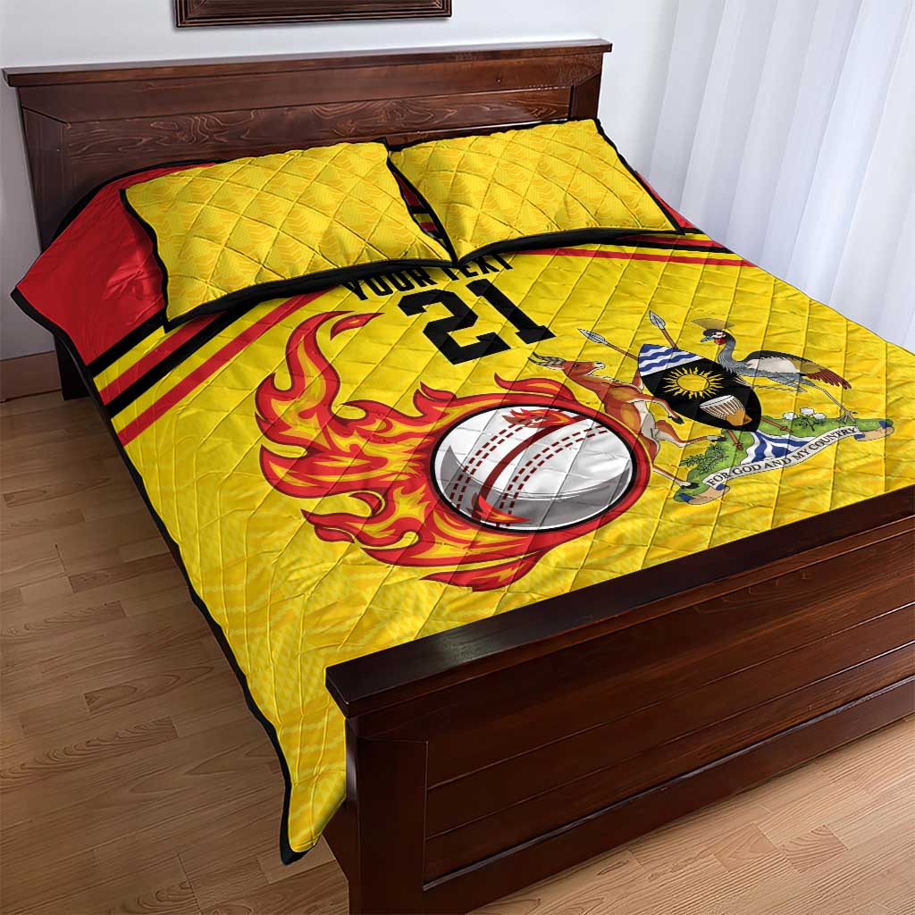 Uganda Cricket Custom Quilt Bed Set Cranes Cricket Ball Fire - Wonder Print Shop