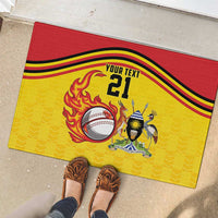 Uganda Cricket Custom Rubber Doormat Cranes Cricket Ball Fire - Wonder Print Shop