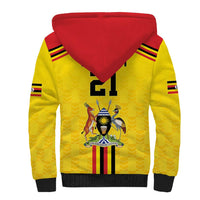 Uganda Cricket Custom Sherpa Hoodie Cranes Cricket Ball Fire - Wonder Print Shop