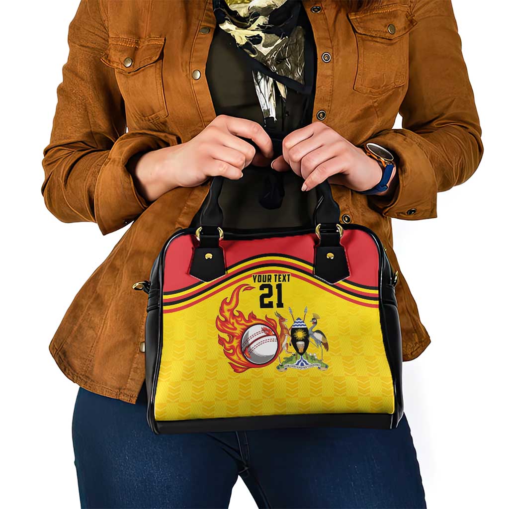 Uganda Cricket Custom Shoulder Handbag Cranes Cricket Ball Fire - Wonder Print Shop