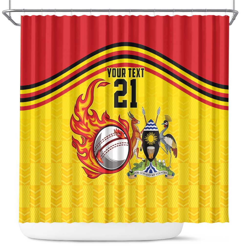 Uganda Cricket Custom Shower Curtain Cranes Cricket Ball Fire - Wonder Print Shop
