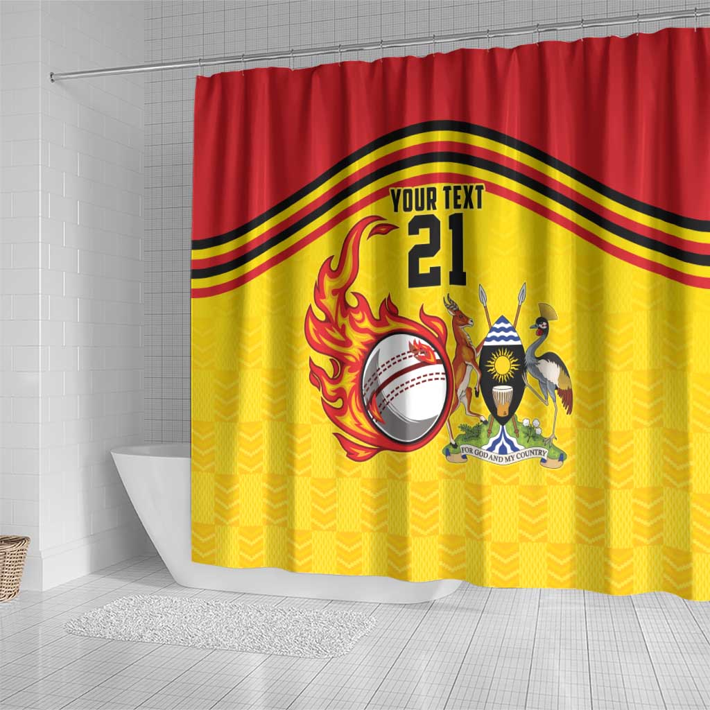 Uganda Cricket Custom Shower Curtain Cranes Cricket Ball Fire - Wonder Print Shop