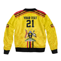 Uganda Cricket Custom Sleeve Zip Bomber Jacket Cranes Cricket Ball Fire - Wonder Print Shop