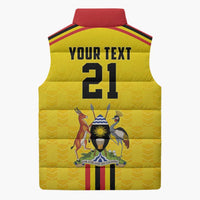 Uganda Cricket Custom Sleeveless Puffer Jacket Cranes Cricket Ball Fire - Wonder Print Shop
