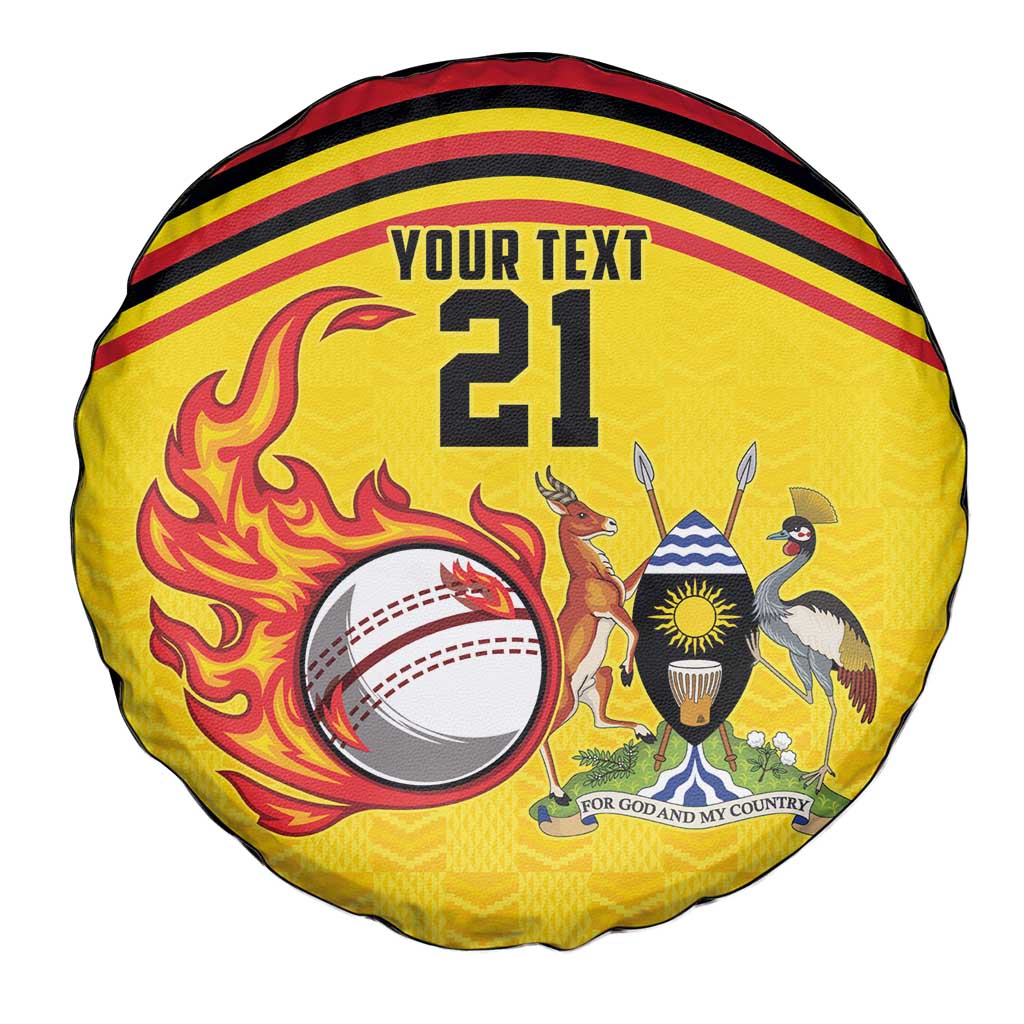 Uganda Cricket Custom Spare Tire Cover Cranes Cricket Ball Fire - Wonder Print Shop