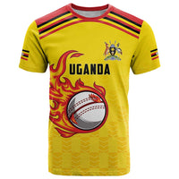 Uganda Cricket Custom T Shirt Cranes Cricket Ball Fire - Wonder Print Shop