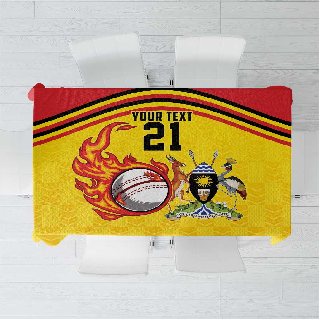 Uganda Cricket Custom Tablecloth Cranes Cricket Ball Fire - Wonder Print Shop