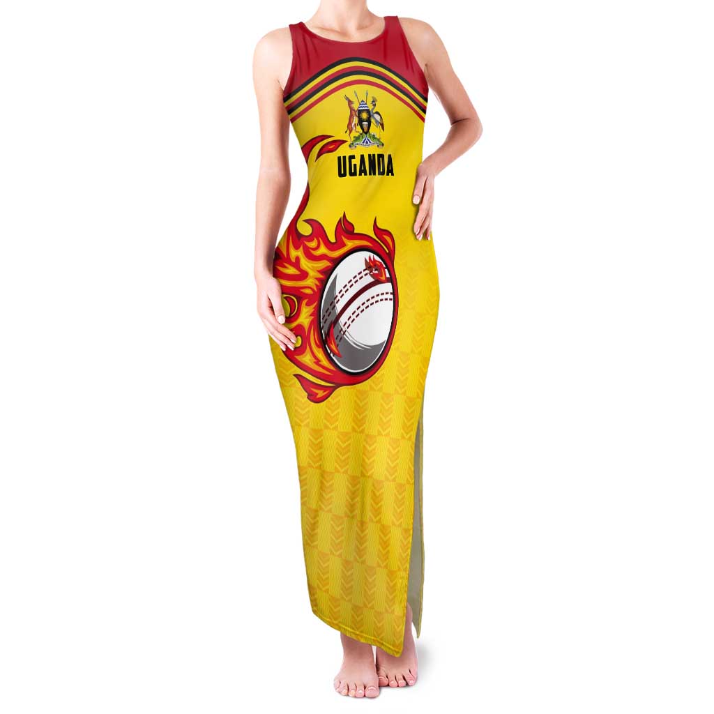 Uganda Cricket Custom Tank Maxi Dress Cranes Cricket Ball Fire - Wonder Print Shop