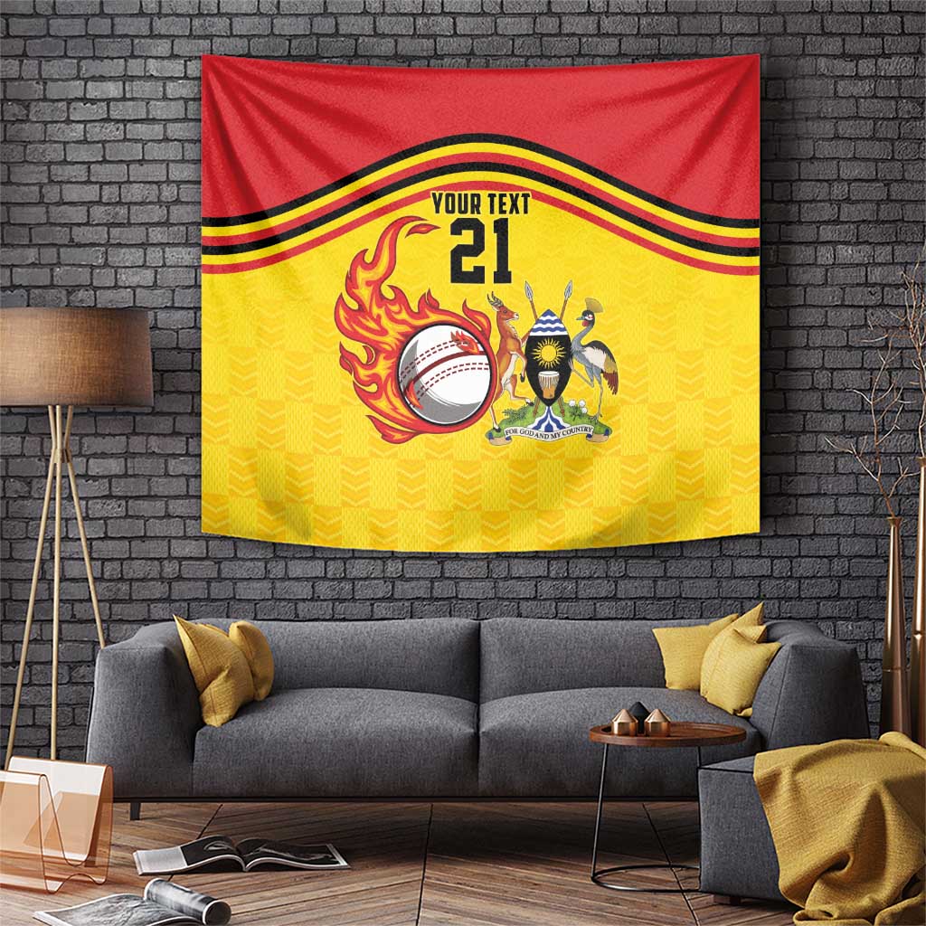 Uganda Cricket Custom Tapestry Cranes Cricket Ball Fire - Wonder Print Shop