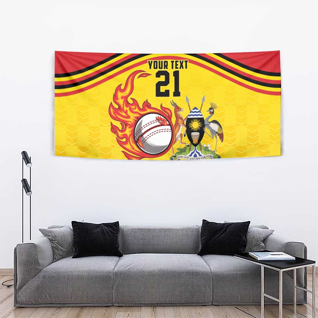 Uganda Cricket Custom Tapestry Cranes Cricket Ball Fire - Wonder Print Shop