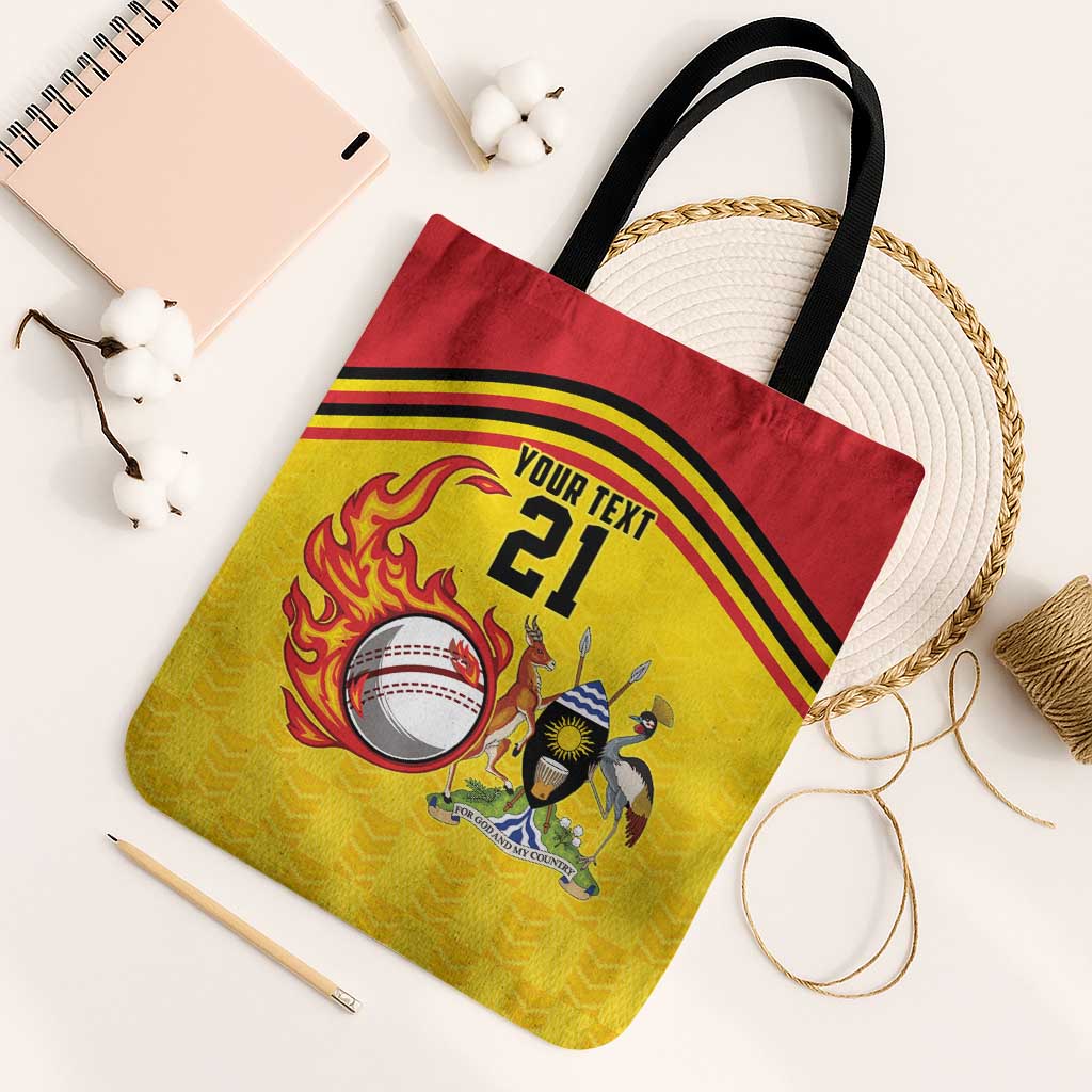 Uganda Cricket Custom Tote Bag Cranes Cricket Ball Fire - Wonder Print Shop