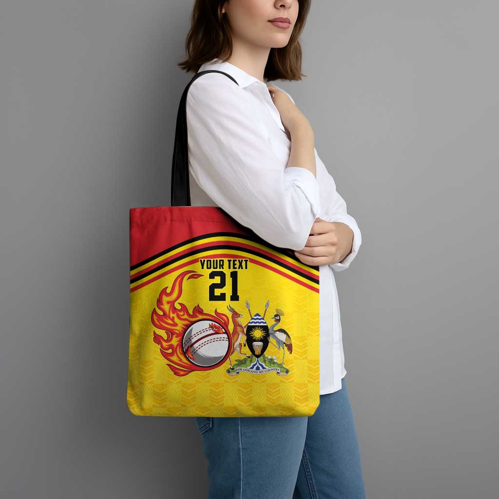 Uganda Cricket Custom Tote Bag Cranes Cricket Ball Fire - Wonder Print Shop