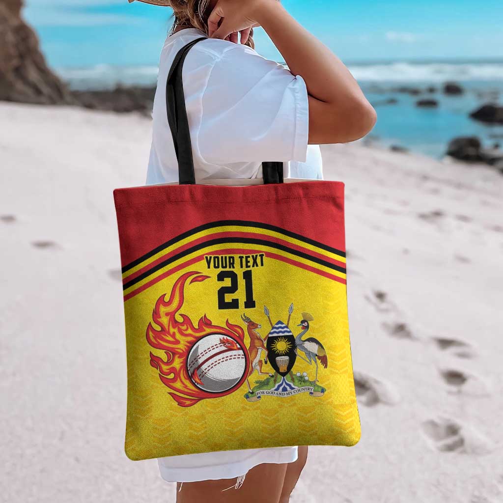 Uganda Cricket Custom Tote Bag Cranes Cricket Ball Fire - Wonder Print Shop