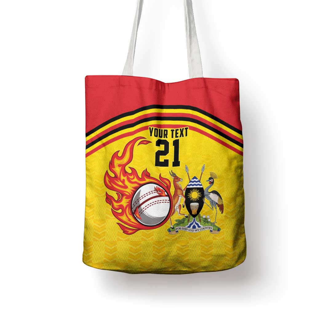 Uganda Cricket Custom Tote Bag Cranes Cricket Ball Fire - Wonder Print Shop