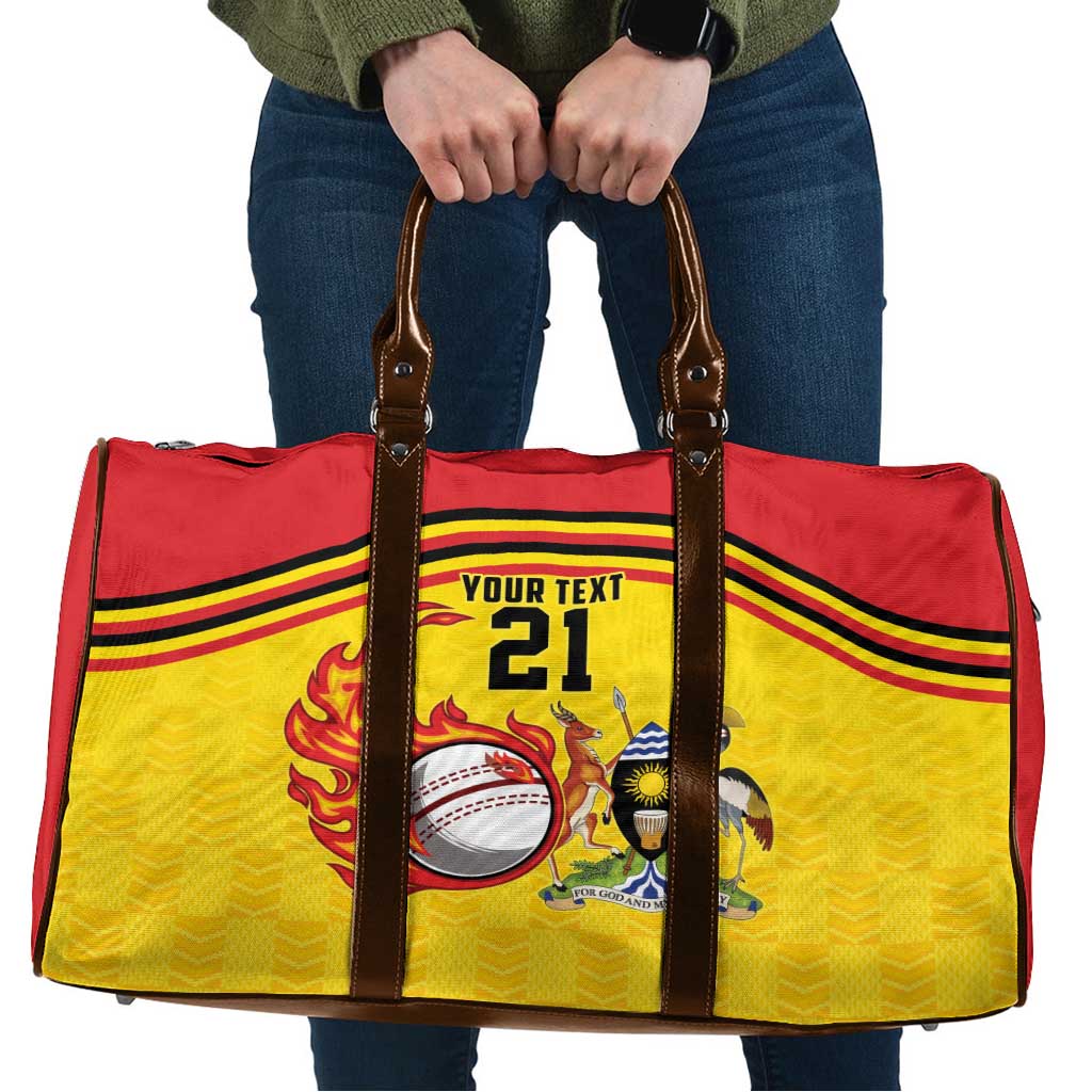 Uganda Cricket Custom Travel Bag Cranes Cricket Ball Fire - Wonder Print Shop