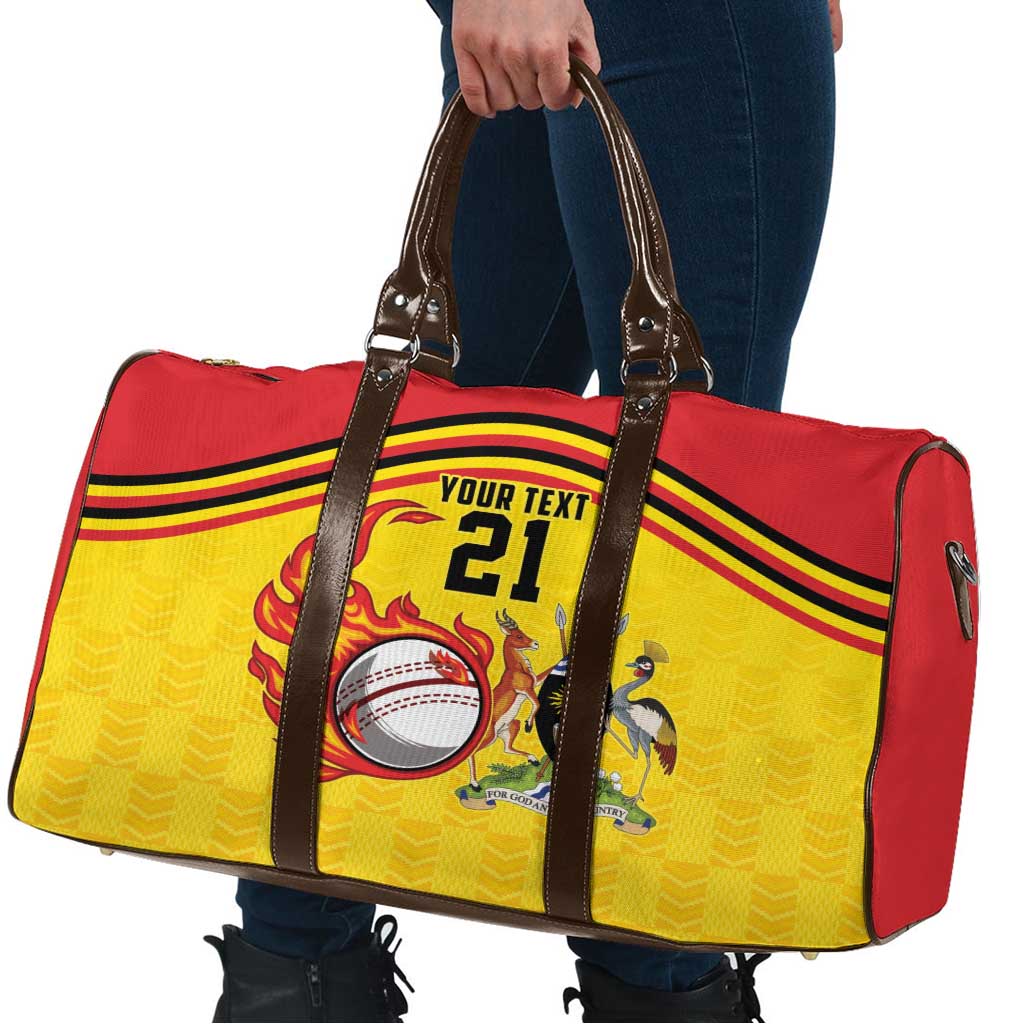 Uganda Cricket Custom Travel Bag Cranes Cricket Ball Fire - Wonder Print Shop