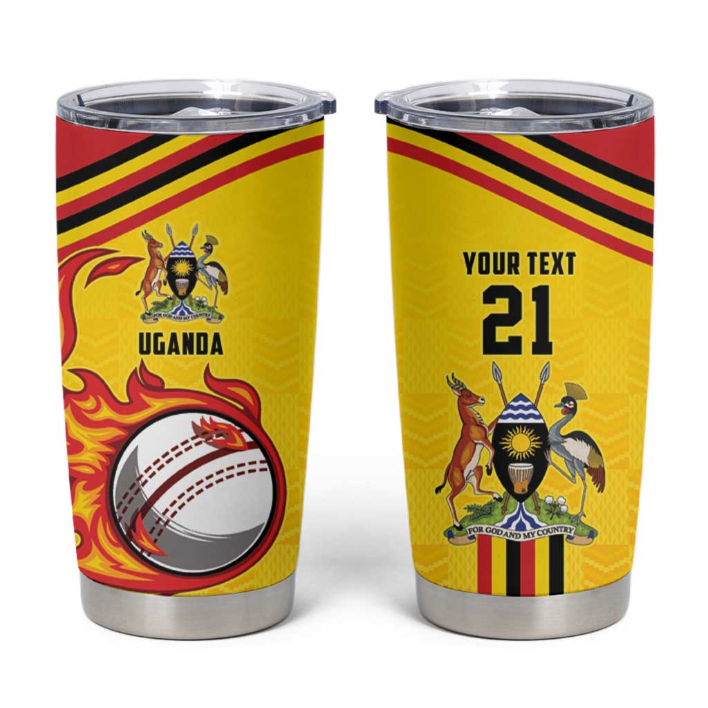 Uganda Cricket Custom Tumbler Cup Cranes Cricket Ball Fire - Wonder Print Shop