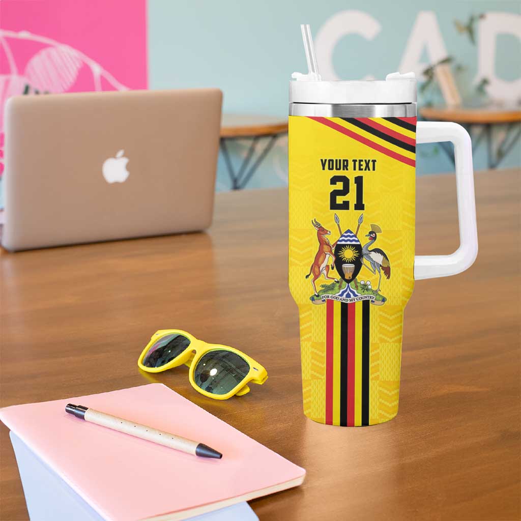 Uganda Cricket Custom Tumbler With Handle Cranes Cricket Ball Fire - Wonder Print Shop