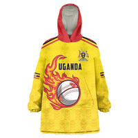 Uganda Cricket Custom Wearable Blanket Hoodie Cranes Cricket Ball Fire - Wonder Print Shop