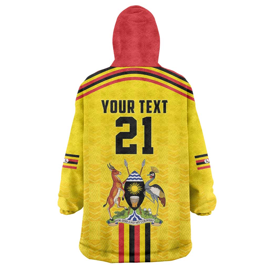 Uganda Cricket Custom Wearable Blanket Hoodie Cranes Cricket Ball Fire - Wonder Print Shop