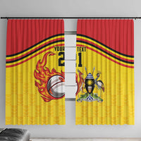 Uganda Cricket Custom Window Curtain Cranes Cricket Ball Fire - Wonder Print Shop