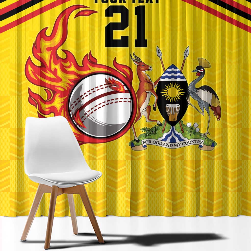 Uganda Cricket Custom Window Curtain Cranes Cricket Ball Fire - Wonder Print Shop
