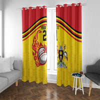 Uganda Cricket Custom Window Curtain Cranes Cricket Ball Fire - Wonder Print Shop
