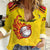 Uganda Cricket Custom Women Casual Shirt Cranes Cricket Ball Fire - Wonder Print Shop