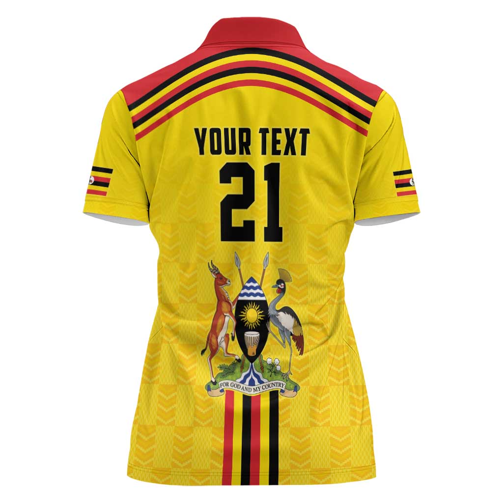 Uganda Cricket Custom Women Polo Shirt Cranes Cricket Ball Fire - Wonder Print Shop