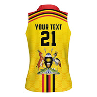 Uganda Cricket Custom Women Sleeveless Polo Shirt Cranes Cricket Ball Fire - Wonder Print Shop