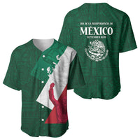 Dia de la Independencia de Mexico Baseball Jersey 16 De Septiembre Traditional Aztec Tribal Green