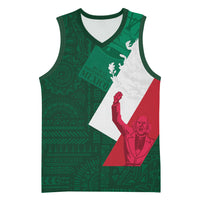 Dia de la Independencia de Mexico Basketball Jersey 16 De Septiembre Traditional Aztec Tribal Green