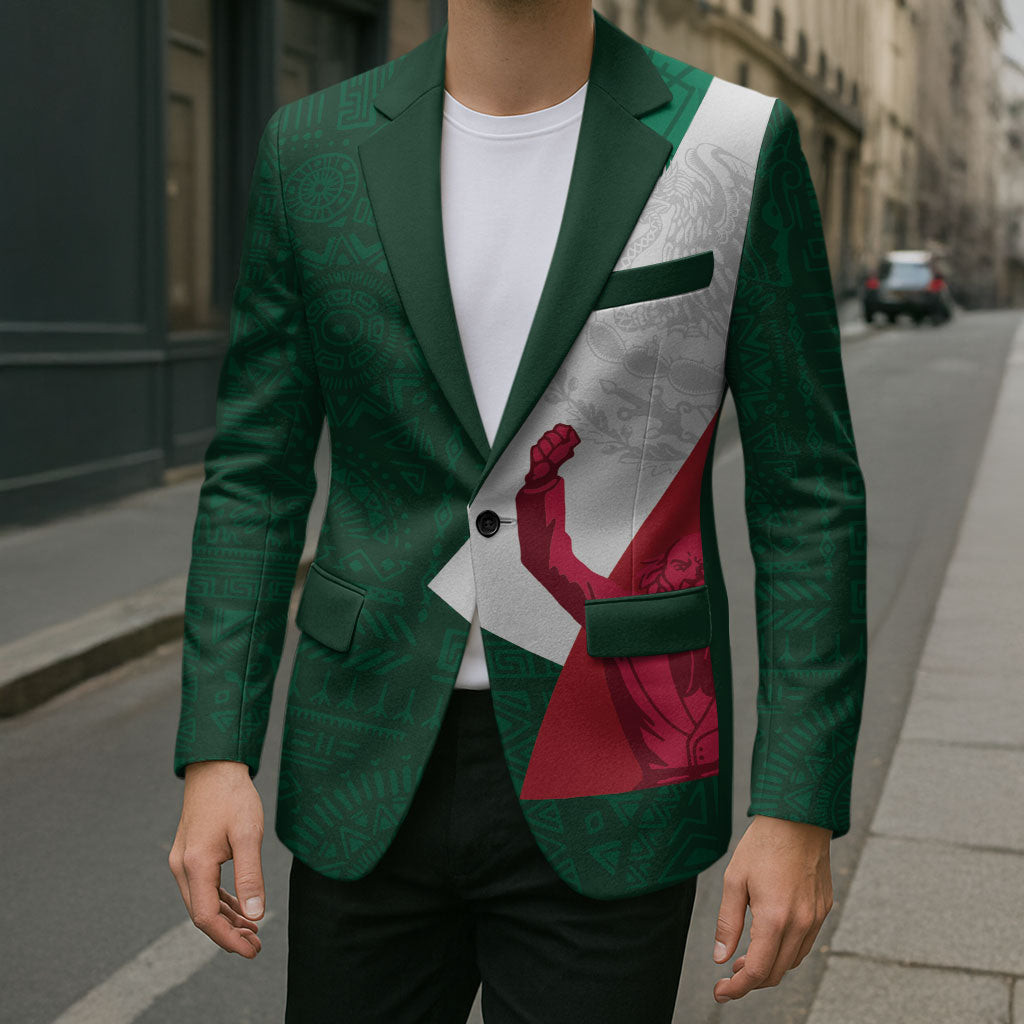 Dia de la Independencia de Mexico Blazer 16 De Septiembre Traditional Aztec Tribal Green