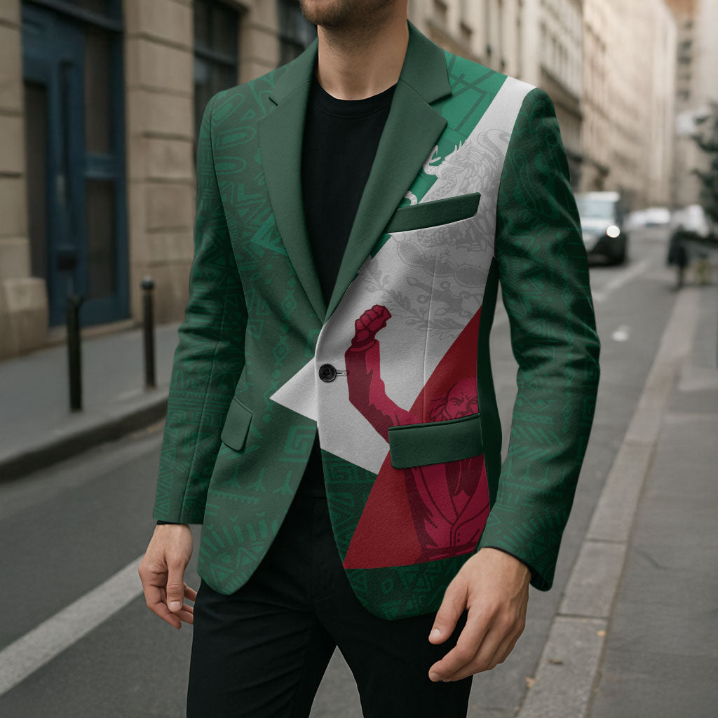Dia de la Independencia de Mexico Blazer 16 De Septiembre Traditional Aztec Tribal Green