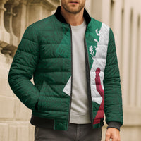 Dia de la Independencia de Mexico Bomber Puffer Jacket 16 De Septiembre Traditional Aztec Tribal Green