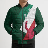 Dia de la Independencia de Mexico Bomber Puffer Jacket 16 De Septiembre Traditional Aztec Tribal Green