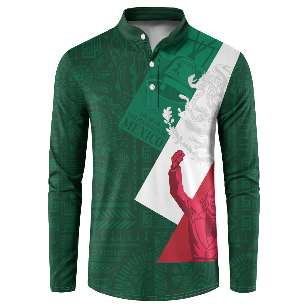 Dia de la Independencia de Mexico Button Sweatshirt 16 De Septiembre Traditional Aztec Tribal Green
